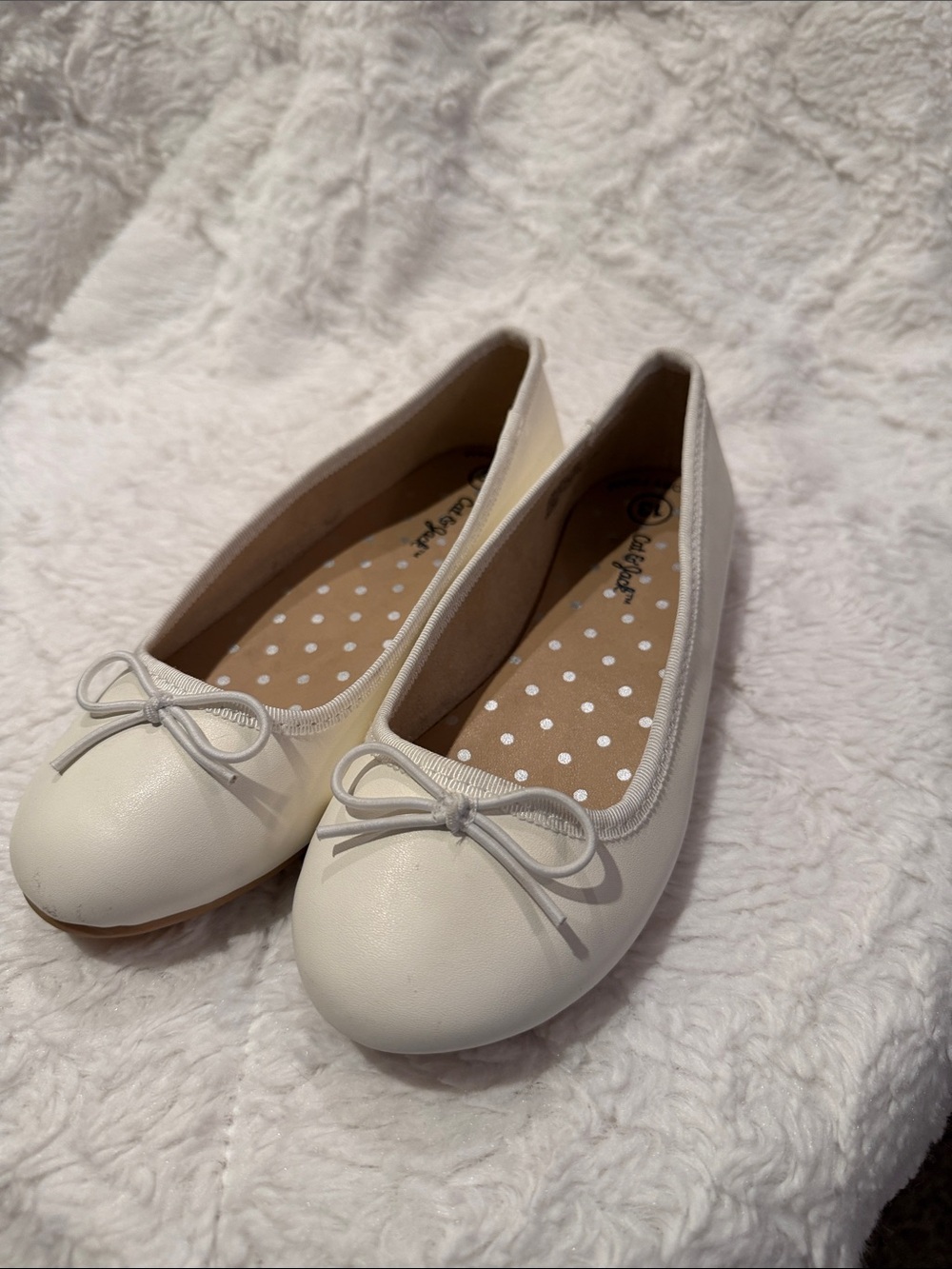 White Girls  Ballet Flats with Bow - Casual Slip-On